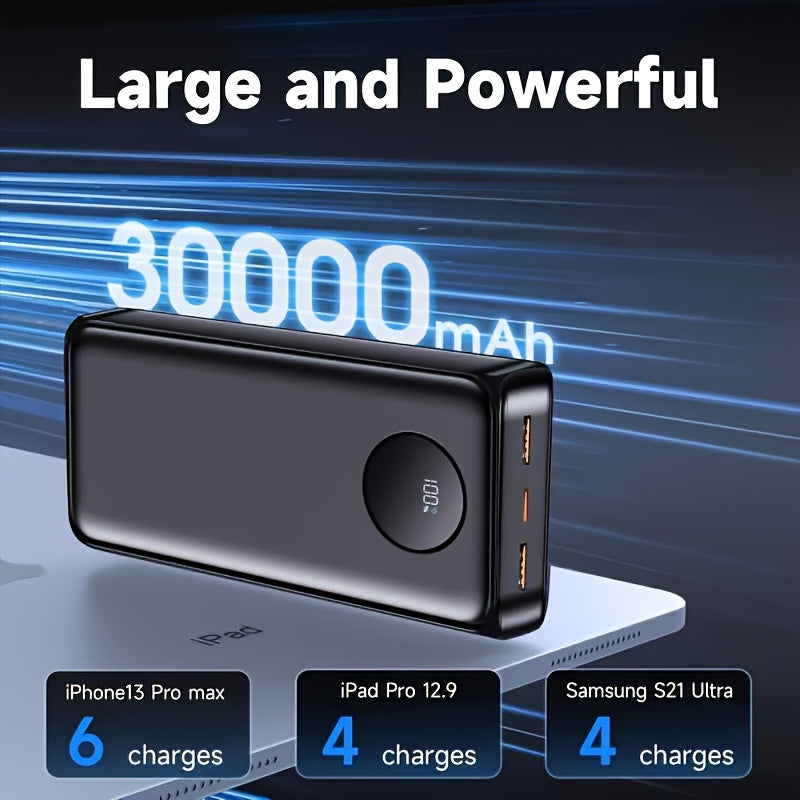 10000mAh/30000mAh Portable Charger, 22.5W PD External Power Bank, USB C Fast Charging LCD Display with 3 Outputs, for iPhone 15/14/13, for iPad, for Galaxy, Android And More, Portable Charger Power Bank, Portable Charger