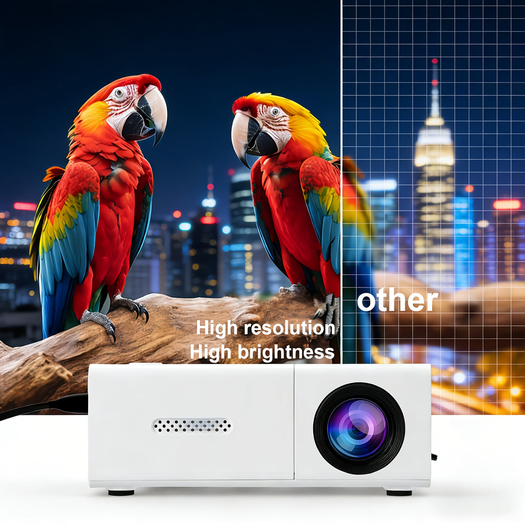 Portable Mini Projector, Compact And Portable, No Adapter Required, USB Powered, with Speaker And Remote - Supports Full HD, Suitable for Home Theater, Smartphones/Tablets, for Home Entertainment, Office, Dormitory, Travel