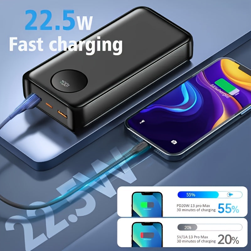 10000mAh/30000mAh Portable Charger, 22.5W PD External Power Bank, USB C Fast Charging LCD Display with 3 Outputs, for iPhone 15/14/13, for iPad, for Galaxy, Android And More, Portable Charger Power Bank, Portable Charger